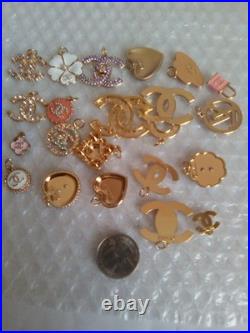 Lot Of 21 STAMPED Button Zipper Pull Designer Button Chanel Button Charm