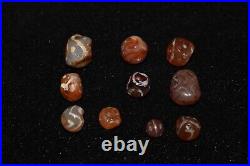 Lot Sale 10 Ancient Tibetan Himalayan Etched Carnelian Longevity Stone Beads