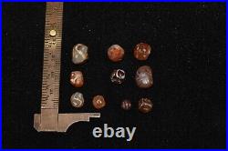 Lot Sale 10 Ancient Tibetan Himalayan Etched Carnelian Longevity Stone Beads