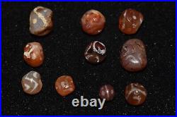 Lot Sale 10 Ancient Tibetan Himalayan Etched Carnelian Longevity Stone Beads