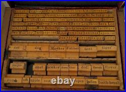 Lot antique stamping lot teachers set wooden stampers 1920-1930's
