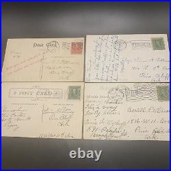 Lot of 4 Antique Postcards -Buildings rare 1-Washington 2 Cent Red! 1908