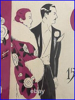 Lot of Antique Art Deco Period Night Club Advertising Painted Illustration Art