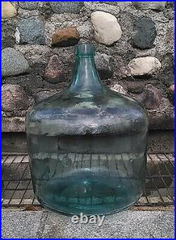 Lrg Antique Beer Carboy Alcohol Green Bubble Glass Wine Bottle Jug DemiJohn