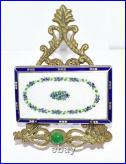 MAGNIFICENT Antique 900 Silver HP Purple Flowers ENAMEL GUILLOCHE Cigarette CASE