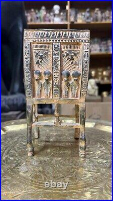 Mask Goddess Sekhmet and Chair Throne King Tutankhamun Of Rare Egyptian Antiques