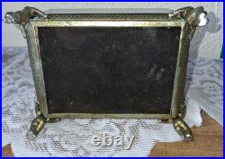 Matson Style Antique Beveled Glass Jewelry Box Casket Ornate Cherub Base