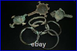Mix Lot Sale 8 Ancient Bactrian Bronze Bracelets & Ancient Bronze Lamps