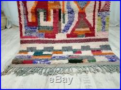 Moroccan Vintage Boujaad Handmade Rug 3'2x4'8 Berber Colorful Abstract Wool Rug