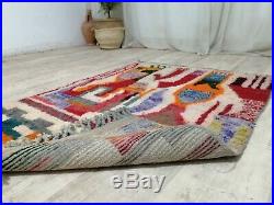 Moroccan Vintage Boujaad Handmade Rug 3'2x4'8 Berber Colorful Abstract Wool Rug