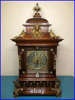 NO RESERVEAntique Lenzkirch German Bracket Clock With Ornate Detail-Haus Style