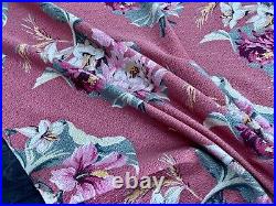 Nana's Calling! Will you ANSWER Fab PINK Barkcloth Vintage Fabric Drape Curtain