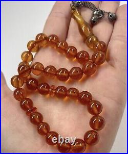 Natural Antique Cognac German Amber, Prayer Beads, Rosary Tesbih
