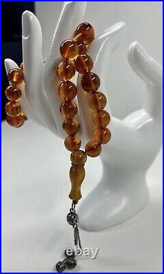 Natural Antique Cognac German Amber, Prayer Beads, Rosary Tesbih