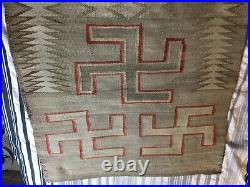 Navajo Rug Antique Native American Whirling Logs Textile Weaving 68 X 37