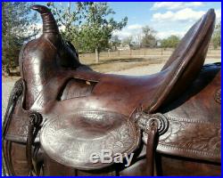 Old Antique Loop Seat High Back Herman Heiser Cowboy Saddle