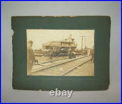 Old Antique Vtg C 1903 Mounted Photo Sidewheeler Altonian Riverboat Alton Flood