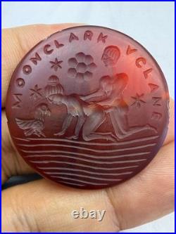 Old Carnelian Intaglio Pendant Moonlight Romance Erotic Scene Greek Roman