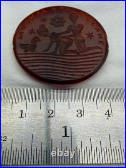 Old Carnelian Intaglio Pendant Moonlight Romance Erotic Scene Greek Roman