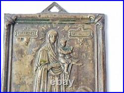 Old Metal Icon of the Mother of God Antiques Religion Christianity Vintage Rare