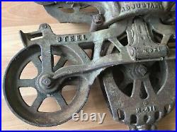 Old Vtg Antique Hay Trolley Carrier Unloader Myers Ok Pulley Farm Barn Tool