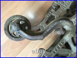 Old Vtg Antique Hay Trolley Carrier Unloader Myers Ok Pulley Farm Barn Tool