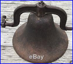 Old Vtg Antique Original Cast Iron School House Dinner Bell No 3 Hand Crank 18