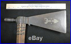 Old plains indian pipe tomahawk forged head bat wing & heart inlaid in blade