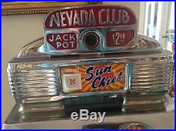 One Cent Nevada Club Jennings Antique Slot Machine RARE