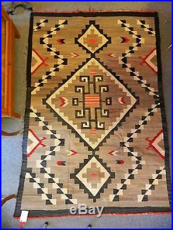 Orig Huge, Antique C1915 Jb Moore Navajo Crystal Rug Blanket, 51 X 77, One-owner