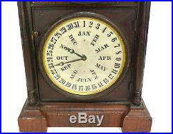 Original Antique 1870 American EN Welch Double Dial Lewis Calendar Mantle Clock