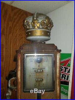 Original Antique Authentic Standard Oil Gold Gas Pump Crown Globe Vintage