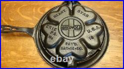 Original Antique Griswold Heart Star No. 18 Cast Iron Waffle Iron With Low Base