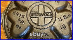 Original Antique Griswold Heart Star No. 18 Cast Iron Waffle Iron With Low Base