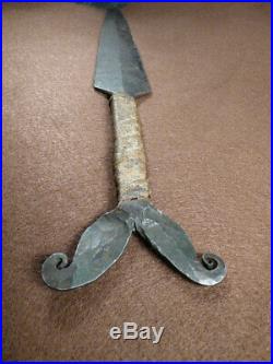 Original Dene Athabascan Double Volute Forged Dagger & Hide Wrapped 1850-1890