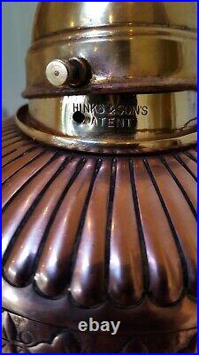 Original Hinks & Sons Copper & Brass Antique Lamp Griffins & Ornate Design