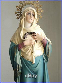 Our Lady of the Seven Sorrows 21.6 Statue Virgin Mary Olot Religious Antique