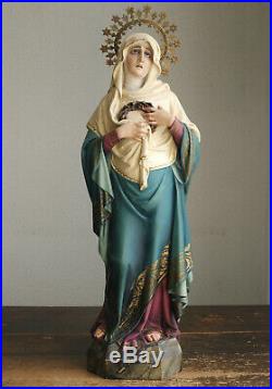 Our Lady of the Seven Sorrows 21.6 Statue Virgin Mary Olot Religious Antique