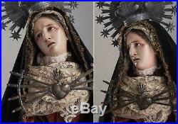 Our Lady of the Seven Sorrows Cage Dolls 29.9 Spanish Colonial Santos Antique