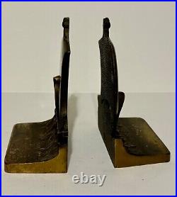 PAIR OF 1920s CAST IRON BRADLEY & HUBBARD VIKING SHIP BOOKENDS 4.38 x 2.5 x 6