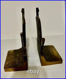 PAIR OF 1920s CAST IRON BRADLEY & HUBBARD VIKING SHIP BOOKENDS 4.38 x 2.5 x 6