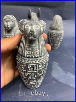 PHARAONIC ANCIENT EGYPTIAN ANTIQUES Set 4 Canopic Jars to Sons Horus EGYPT BC