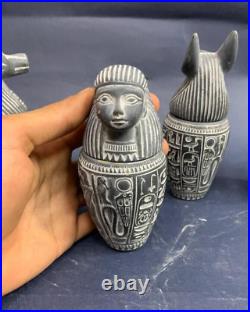 PHARAONIC ANCIENT EGYPTIAN ANTIQUES Set 4 Canopic Jars to Sons Horus EGYPT BC