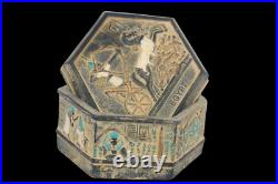 PHARAONIC HANDMADE ANCIENT EGYPTIAN RAMSES II HUNTING Jewelary Box Old (BS)