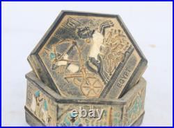 PHARAONIC HANDMADE ANCIENT EGYPTIAN RAMSES II HUNTING Jewelary Box Old (BS)