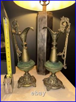 Pair Antique BRASS Garniture EWERS Urns