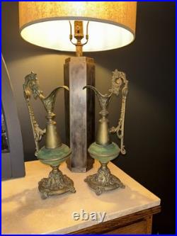 Pair Antique BRASS Garniture EWERS Urns