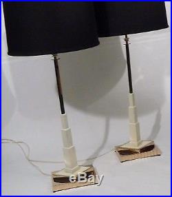 Pair Machine Age Industrial Age Atomic Pierced Column Form Table Lamps Lights