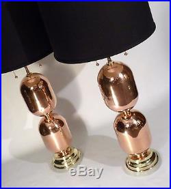 Pair Machine Age Industrial Age Atomic Pierced Column Form Table Lamps Lights