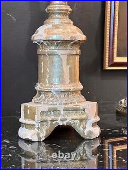 Pair of Early 19th Century Italian Neoclassical Giltwood Altar Candleholders